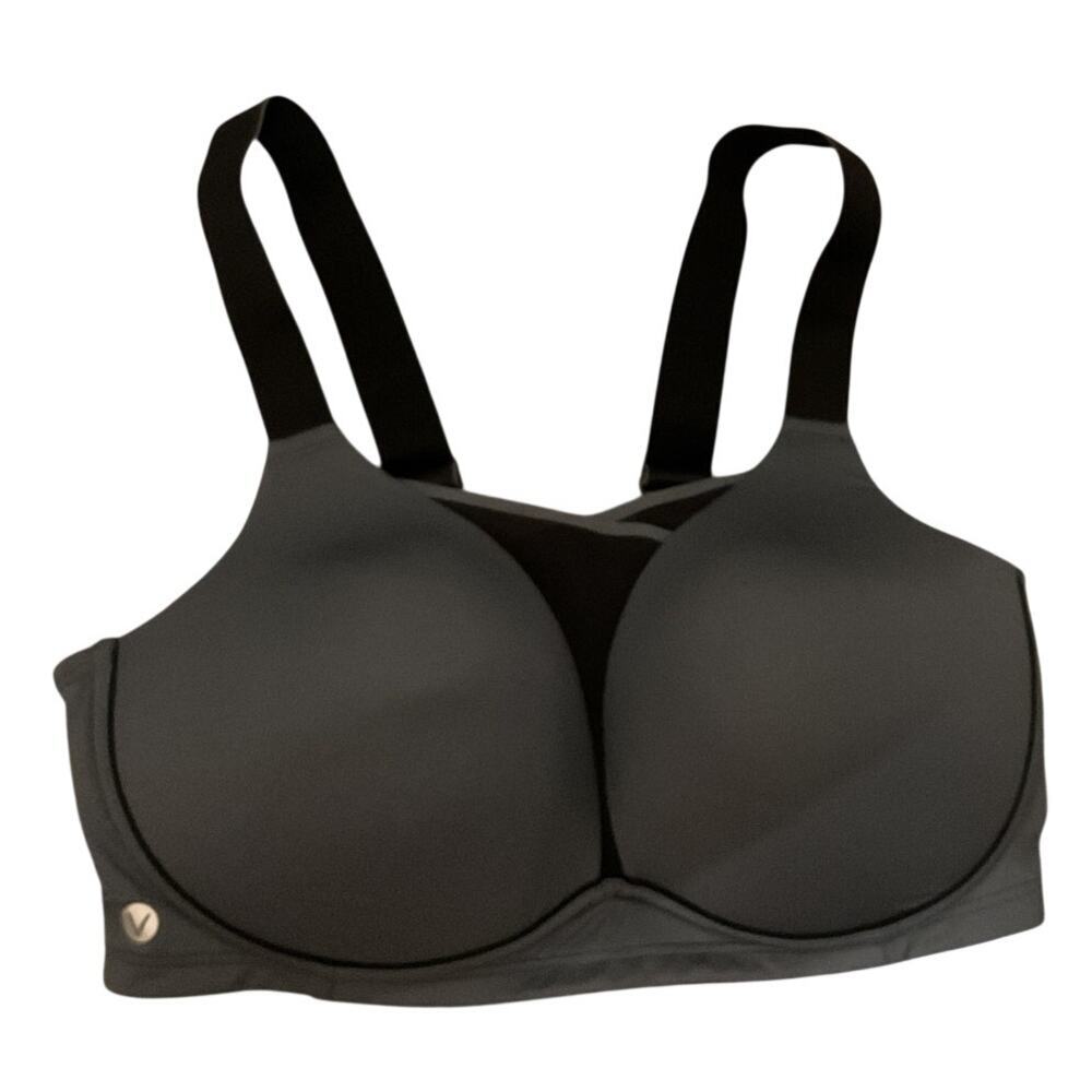 LIVI Active Lane Bryant Sports Bra 40DDD Gray Black Underwire High Impact